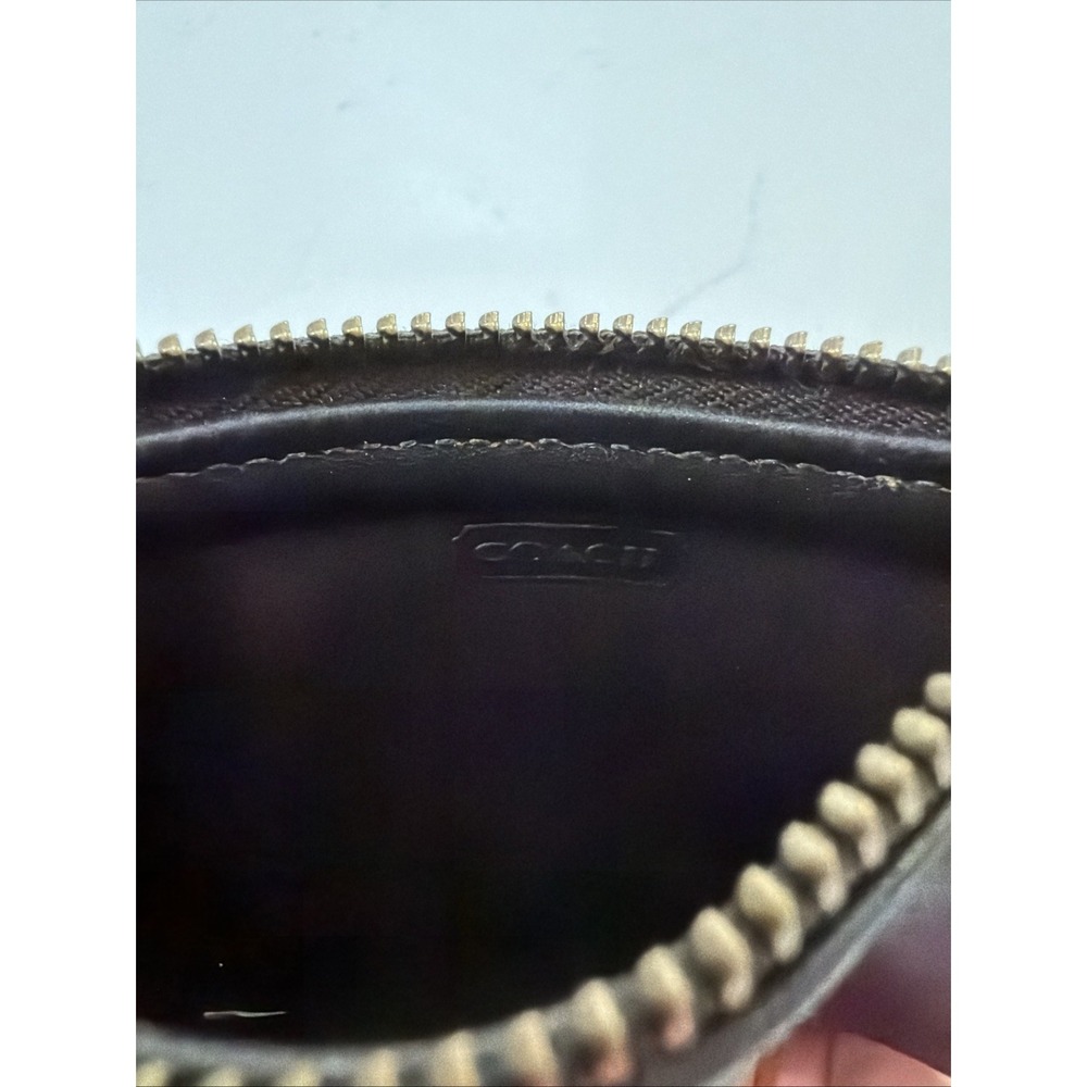 Vintage 90s Coach Mini Skinny Case 6902 Brown  Leather Zip Keychain Pouch Wallet - Picture 2 of 8